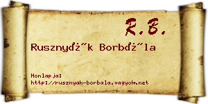 Rusznyák Borbála névjegykártya