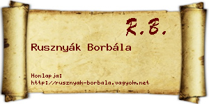 Rusznyák Borbála névjegykártya